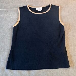 Ann Taylor Loft Black and Tan Silk Top